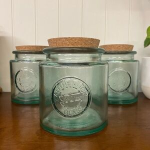 3 Med green Vidrios San Miguel Auth 100% Real Recycled Glass jar with cork lid